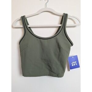 Joy Lab Womens S Deep Sage Tipped Longline Cropped U-back Pullover Sports Bra